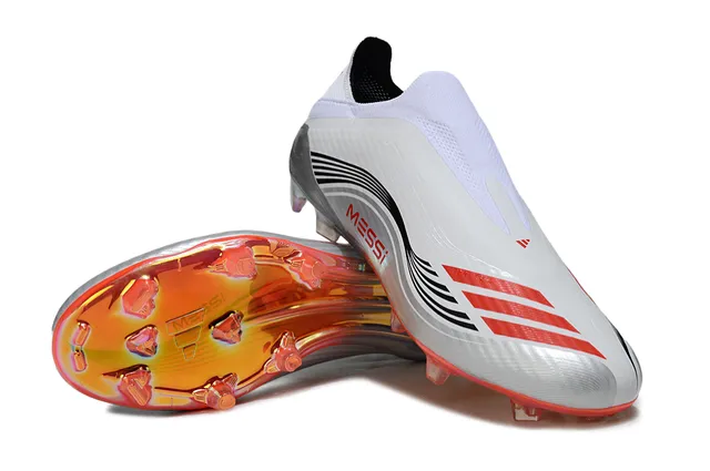 Adidas White Red Low-Cut Sock-Fit Iridescent Outsole Firm-Ground Soccer Shoes 4