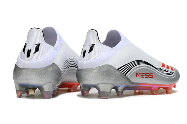 Adidas White Red Low-Cut Sock-Fit Iridescent Outsole Firm-Ground Soccer Shoes 5
