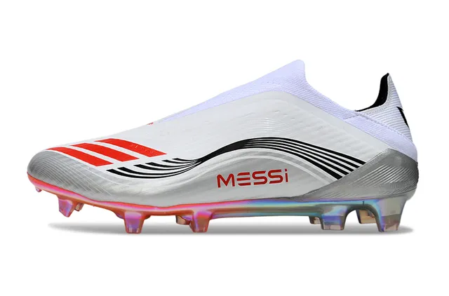 Adidas White Red Low-Cut Sock-Fit Iridescent Outsole Firm-Ground Soccer Shoes 7