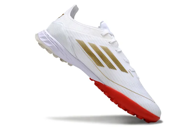 Adidas White Red Low-Cut Synthetic Upper Asymmetrical Lacing Artificial-Grass Soccer Shoes 2