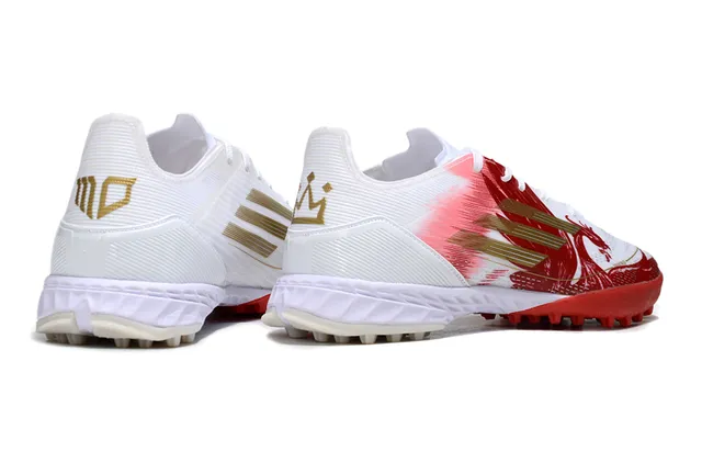 Adidas White Red Low-Cut Synthetic Upper Asymmetrical Lacing Artificial-Grass Soccer Shoes 5