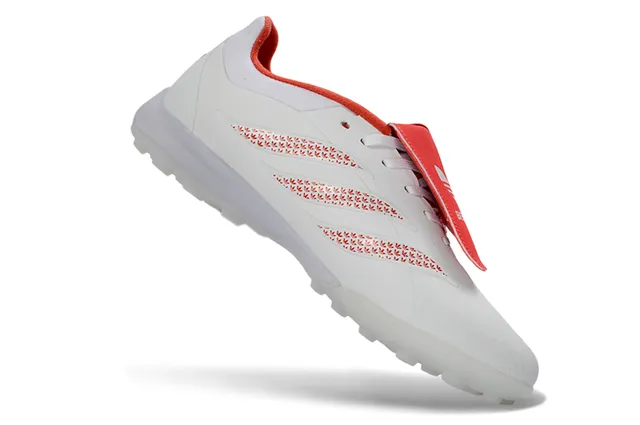 Adidas Branco Vermelho Baixo Superior Sintético Sobreposições de Rayas Texturizadas Grama Artificial Sapatos de Futebol 9