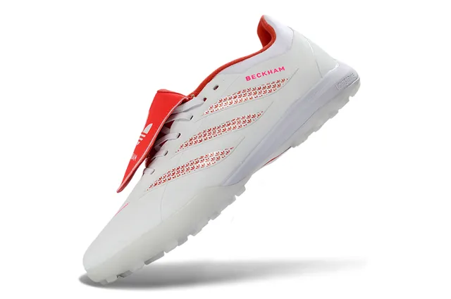 Adidas Branco Vermelho Baixo Superior Sintético Sobreposições de Rayas Texturizadas Grama Artificial Sapatos de Futebol 10