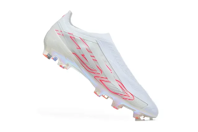 Adidas Blanc Rouge Translucide Iridescent Semelle Synthétique Supérieure Terrain Firme Chaussures de Football 4