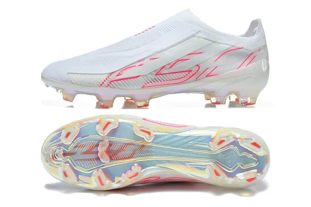 Adidas Blanc Rouge Translucide Iridescent Semelle Synthétique Supérieure Terrain Firme Chaussures de Football 5