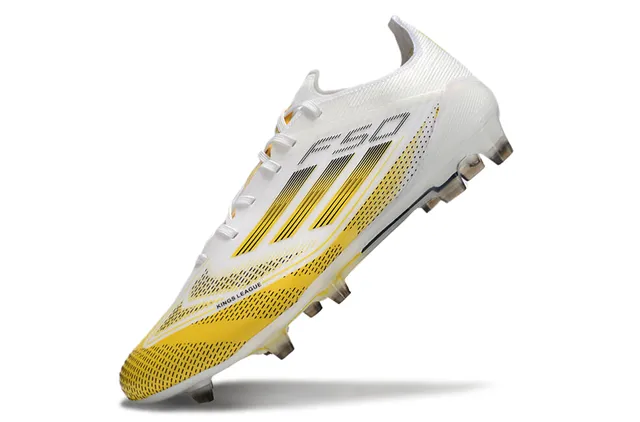 Adidas White Yellow Low-Cut Molded-Stud Boot Asymmetrical Lacing Firm-Ground Soccer Shoes 3