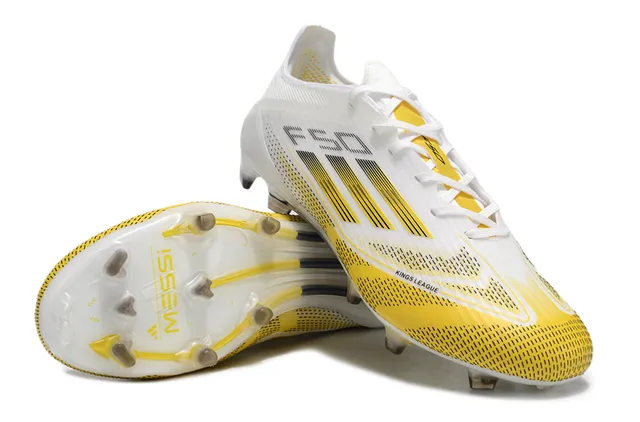 Adidas White Yellow Low-Cut Molded-Stud Boot Asymmetrical Lacing Firm-Ground Soccer Shoes 4