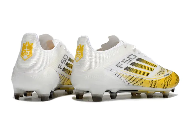 Adidas White Yellow Low-Cut Molded-Stud Boot Asymmetrical Lacing Firm-Ground Soccer Shoes 5