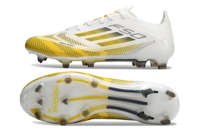 Adidas White Yellow Low-Cut Molded-Stud Boot Asymmetrical Lacing Firm-Ground Soccer Shoes 6