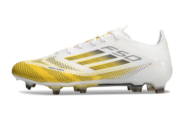 Adidas White Yellow Low-Cut Molded-Stud Boot Asymmetrical Lacing Firm-Ground Soccer Shoes 7