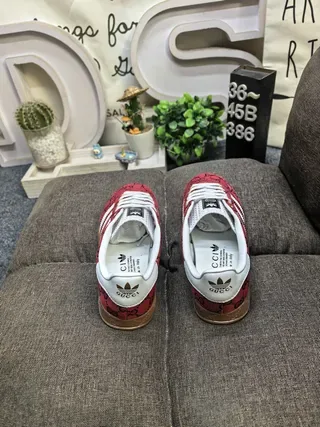 Adidas x Gucci Samba GG Monogram Red Lifestyle Sneakers 8