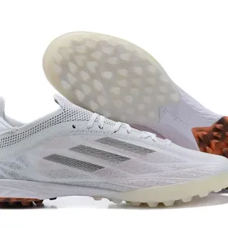 Adidas X सफेद नारंगी इंजीनियर मेश अपर लो-कट सिल्हूट टर्फ फुटबॉल जूते