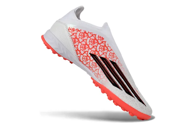 Adidas X Blancs Orange Sans Lacets Ajustement de Chaussette Empeigne Imprimé Rose Overlay Gazon Football 2