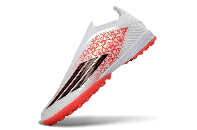 Adidas X Blancs Orange Sans Lacets Ajustement de Chaussette Empeigne Imprimé Rose Overlay Gazon Football 3
