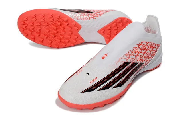 Adidas X Blancs Orange Sans Lacets Ajustement de Chaussette Empeigne Imprimé Rose Overlay Gazon Football 5