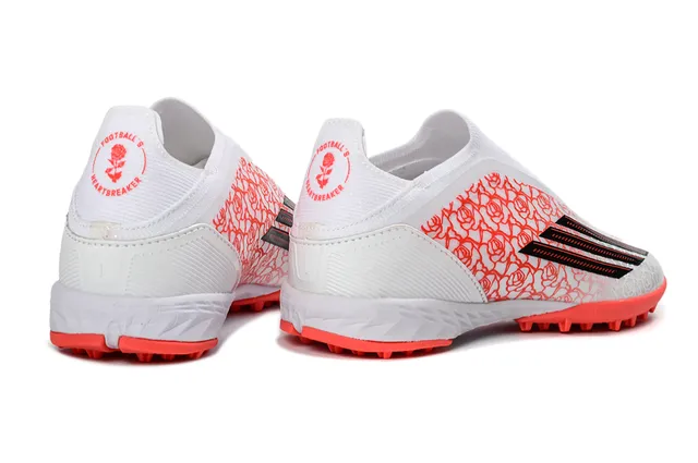 Adidas X Blancs Orange Sans Lacets Ajustement de Chaussette Empeigne Imprimé Rose Overlay Gazon Football 6