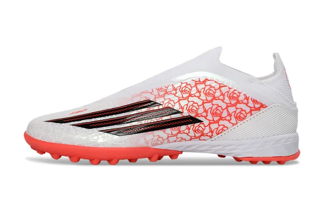 Adidas X Blancs Orange Sans Lacets Ajustement de Chaussette Empeigne Imprimé Rose Overlay Gazon Football 8