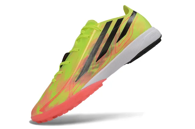 Adidas X Chaussures de football avec upper synthétique jaune rose dégradé néon studs moulés pour gazon 3