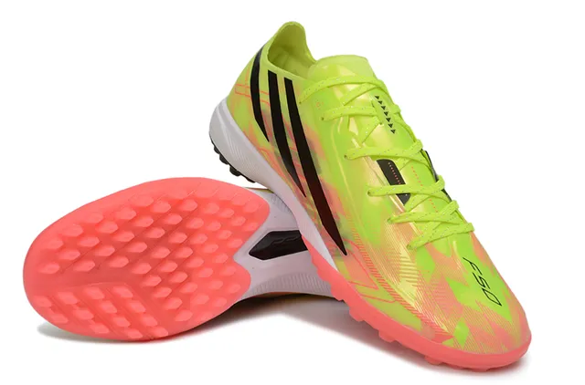 Adidas X Chaussures de football avec upper synthétique jaune rose dégradé néon studs moulés pour gazon 4
