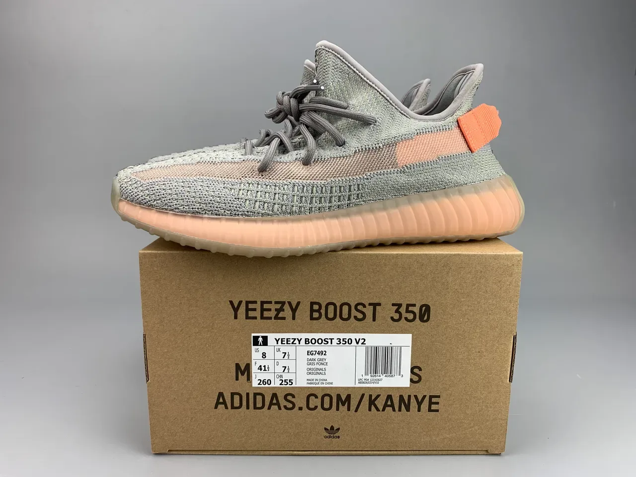 Adidas Yeezy Boost 350 V2 Sage Gray Orange Lifestyle Sneakers 2