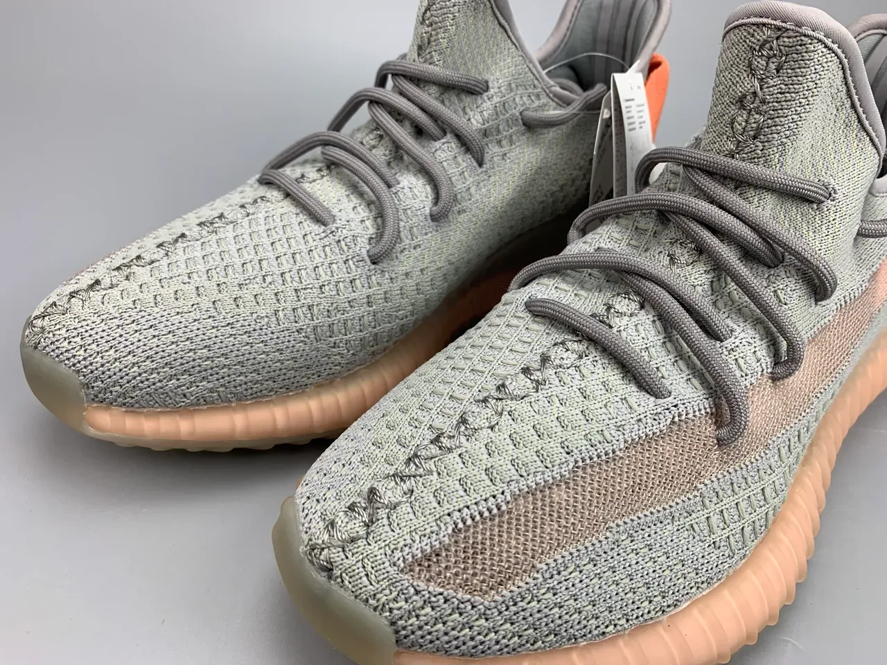 Adidas Yeezy Boost 350 V2 Sage Gray Orange Lifestyle Sneakers 8