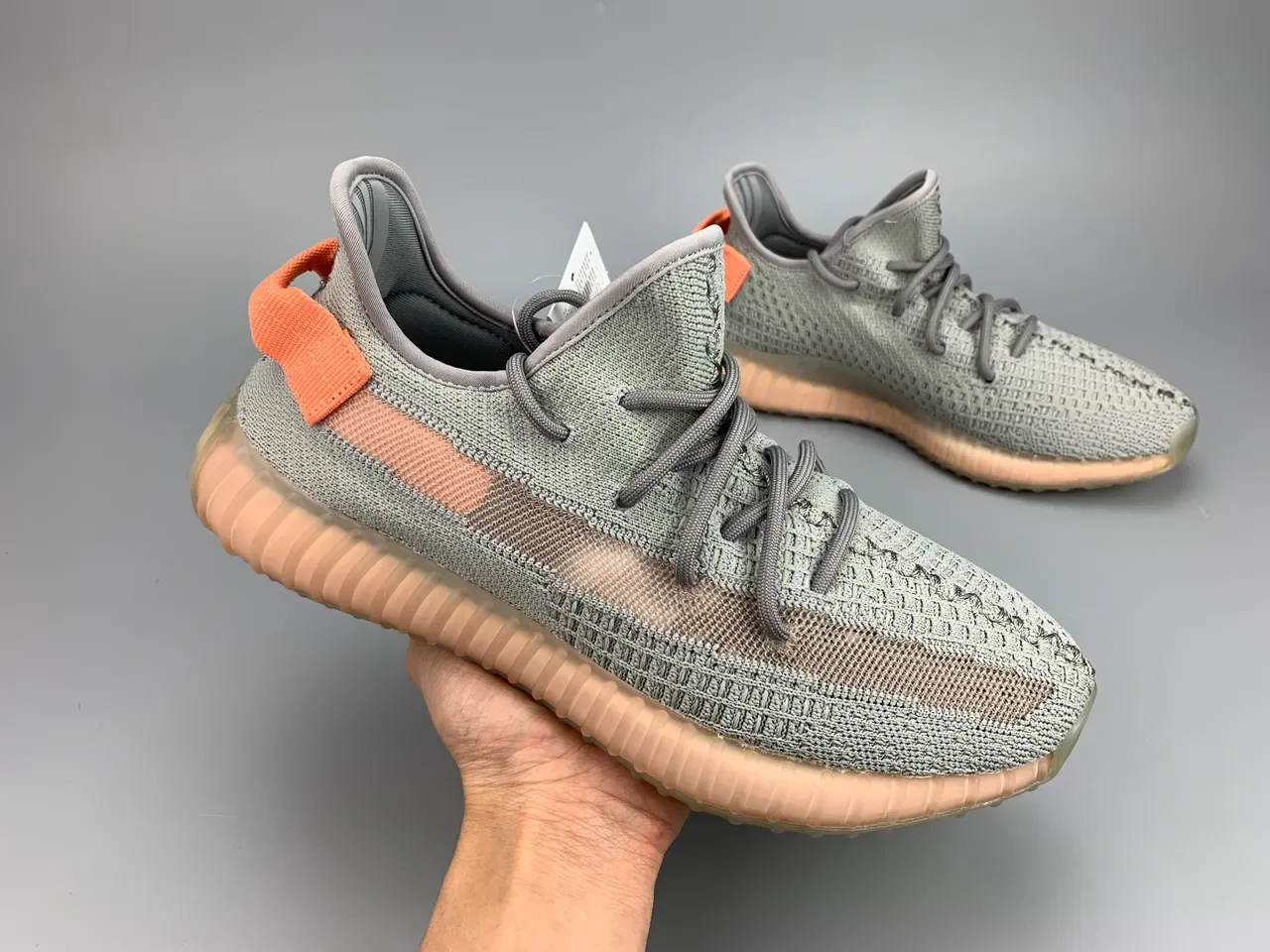 Adidas Yeezy Boost 350 V2 Sage Gray Orange Lifestyle Sneakers 11