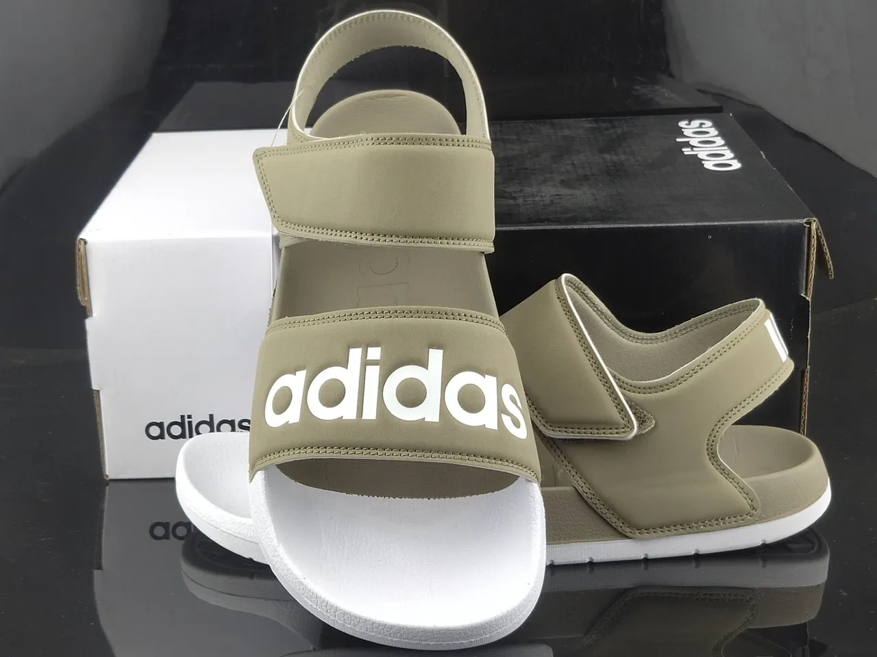 Adidas Yeezy Slide Sandales Décontractées Vert Militaire Blanc 2