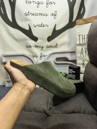 Adidas Yeezy Slide Olive Green Suede Slippers 5