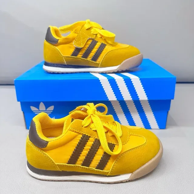 Adidas Yellow Black Retro Runner Suede Upper Lifestyle Sneakers 23