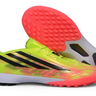 Adidas Yellow Pink Low-Cut Synthetic Upper Neon Color Blocking Turf Soccer Shoes