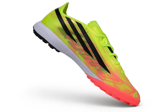 Adidas Chaussures de Football Turf Jaune Rose Bas-Coupé Upper Synthétique Bloqueur de Couleur Néon 2