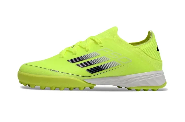 Adidas Yellow White Knit Upper Gradient Stripe Detailing Turf Soccer Shoes 4