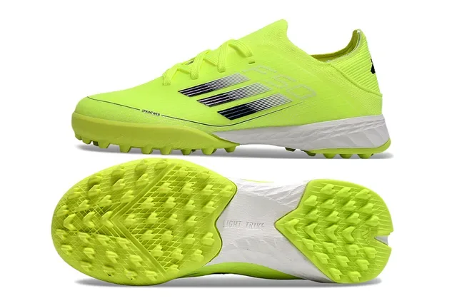 Adidas Yellow White Knit Upper Gradient Stripe Detailing Turf Soccer Shoes 5