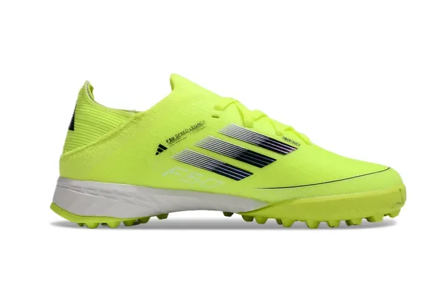 Adidas Yellow White Knit Upper Gradient Stripe Detailing Turf Soccer Shoes 7