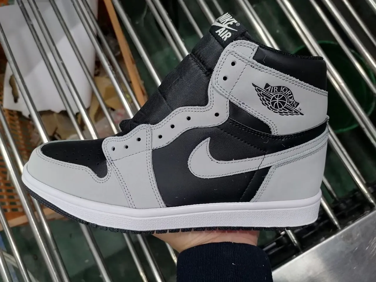 Air Jordan 1 Black Gray High-Top Leather And Satin Upper Basketball Shoes 3