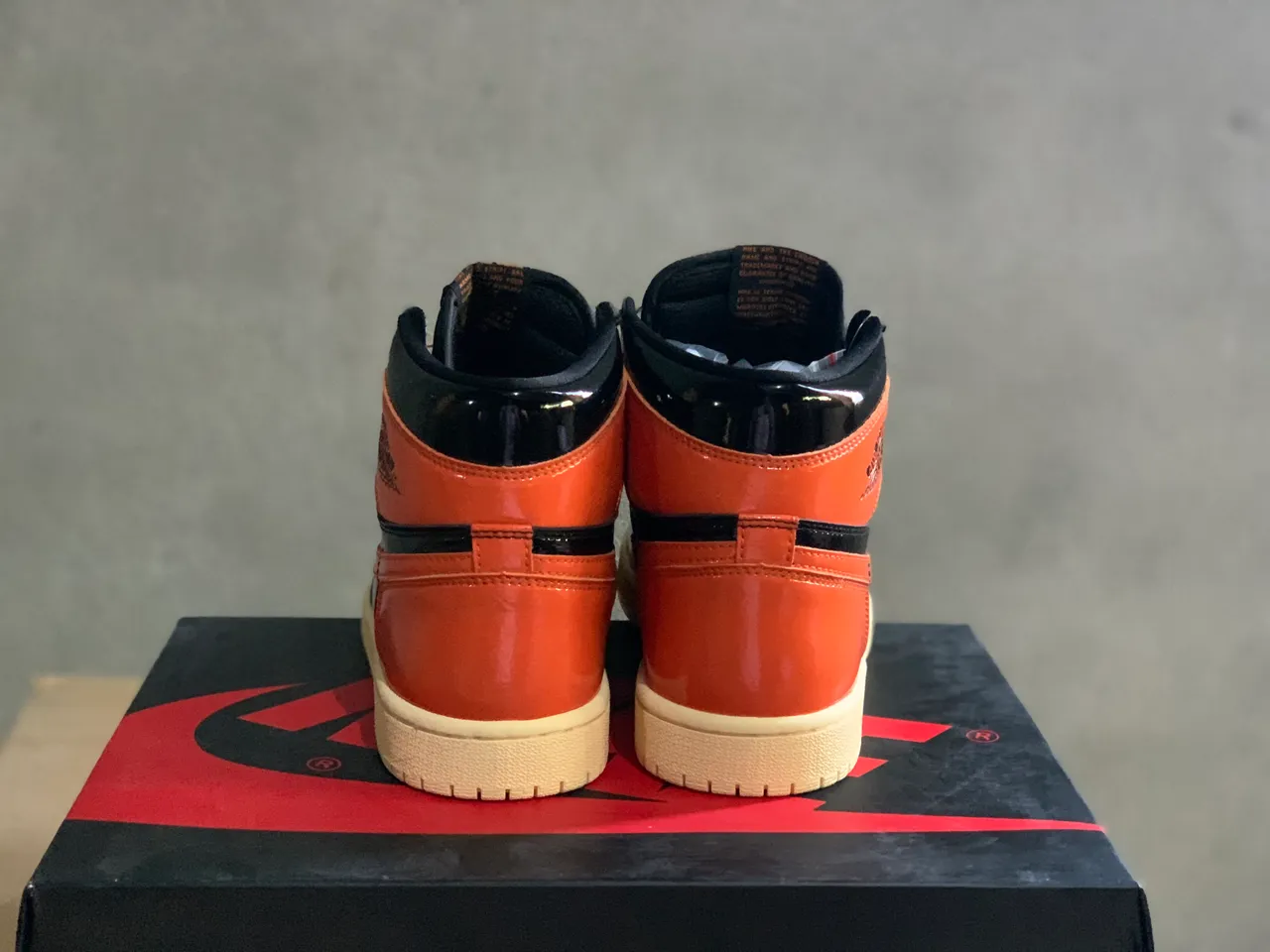 Air Jordan 1 Black Orange High-Top Patent Leather Basketball Shoes 3