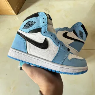 Air Jordan 1 Blue White High-Top Suede And Leather Panelled Basketball Shoes