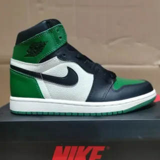 Air Jordan 1 绿色黑色 高帮 皮革拼接 篮球鞋