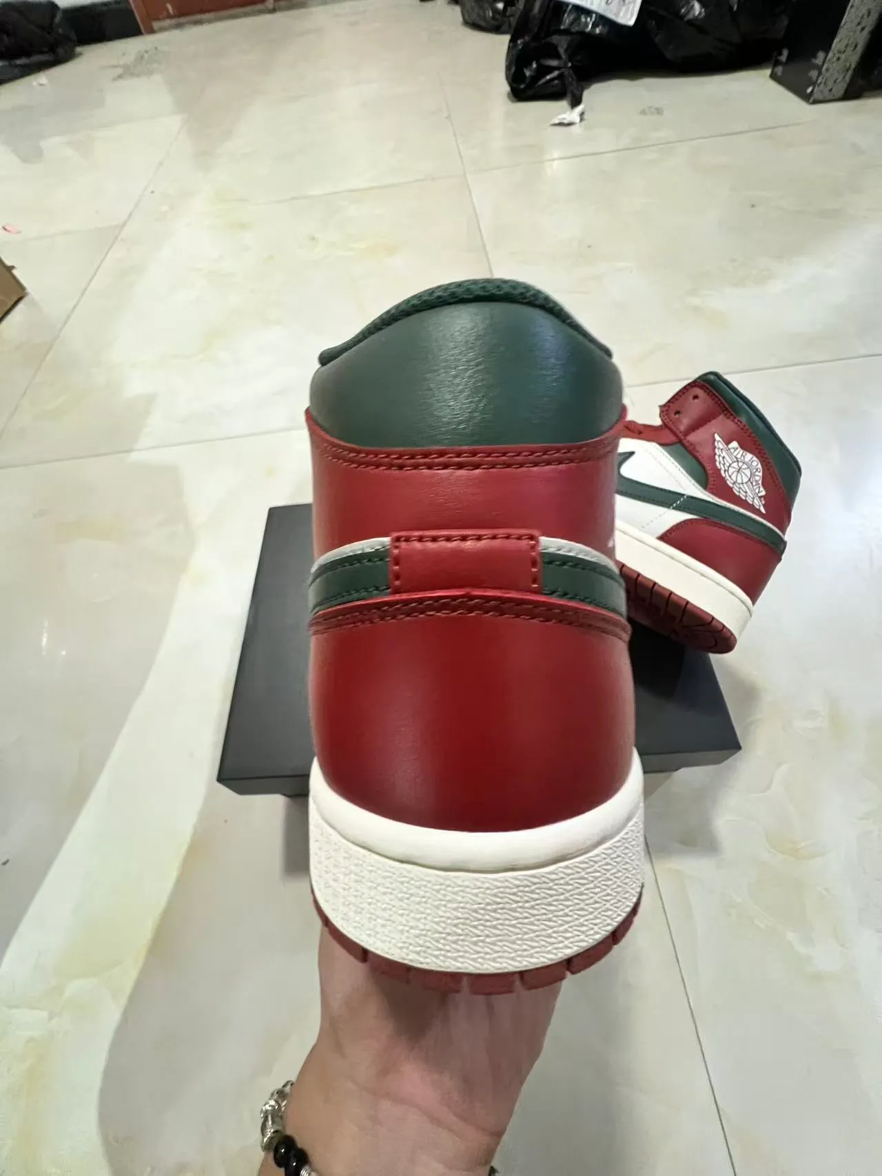 Air Jordan 1 High Burgundy Green White Basketball Shoes 8
