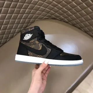 Air Jordan 1 High Monogram Print Black Brown Basketball Shoes