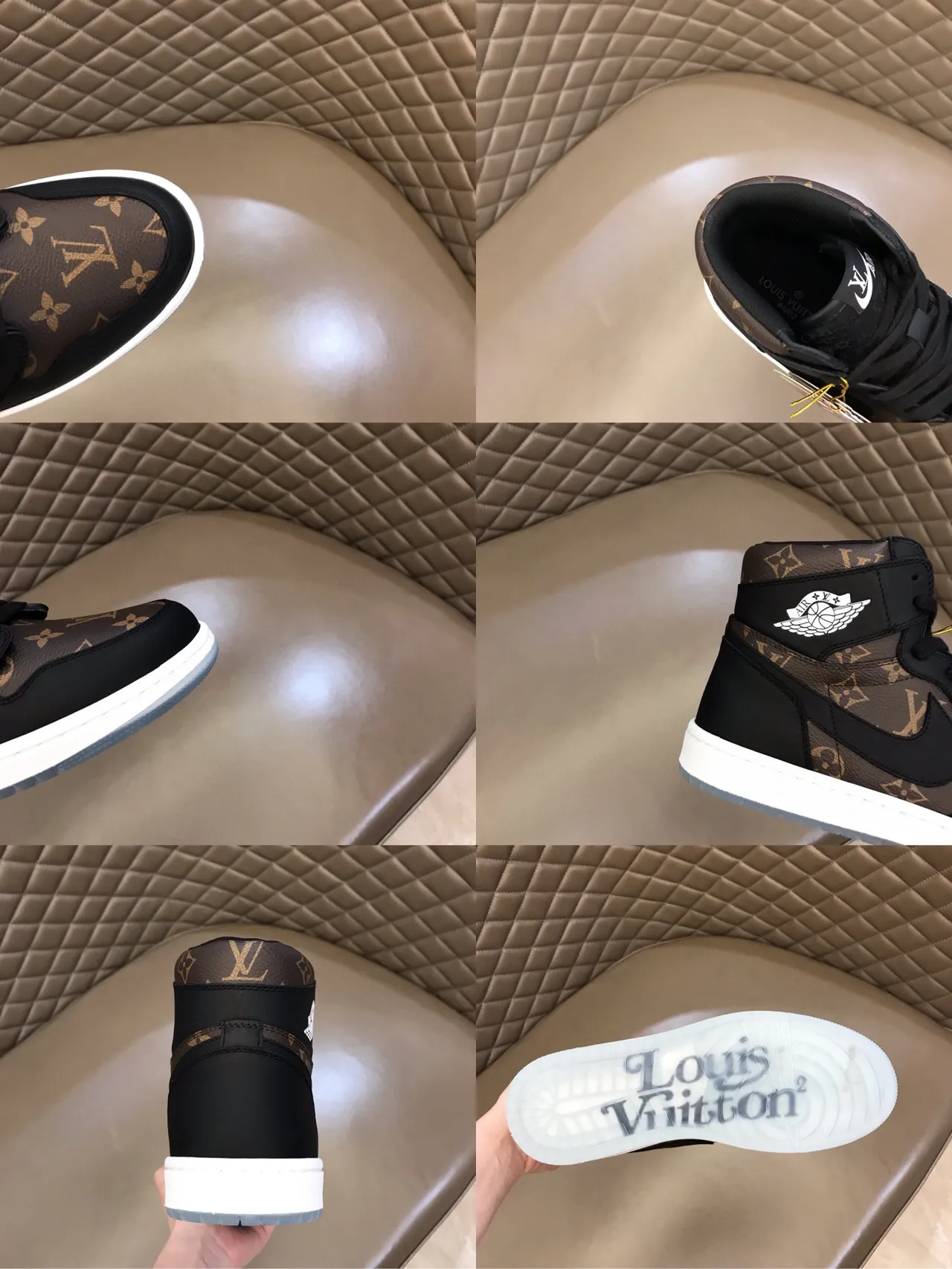 Air Jordan 1 High Monogram Print Black Brown Basketball Shoes 3