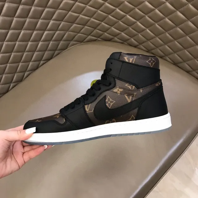Air Jordan 1 High Monogram Print Black Brown Basketball Shoes 4