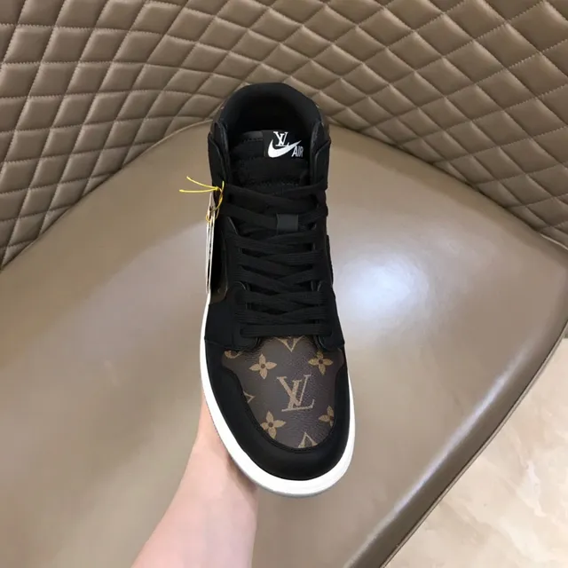 Air Jordan 1 High Monogram Print Black Brown Basketball Shoes 5