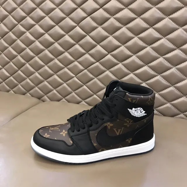 Air Jordan 1 High Monogram Print Black Brown Basketball Shoes 6