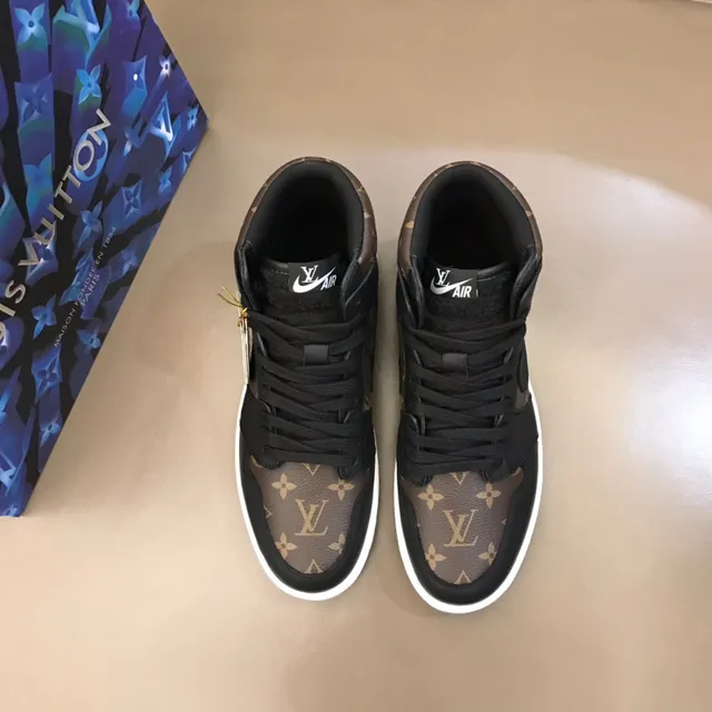 Air Jordan 1 High Monogram Print Black Brown Basketball Shoes 9