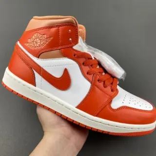 Air Jordan 1 High Orange and White Basketball Shoes