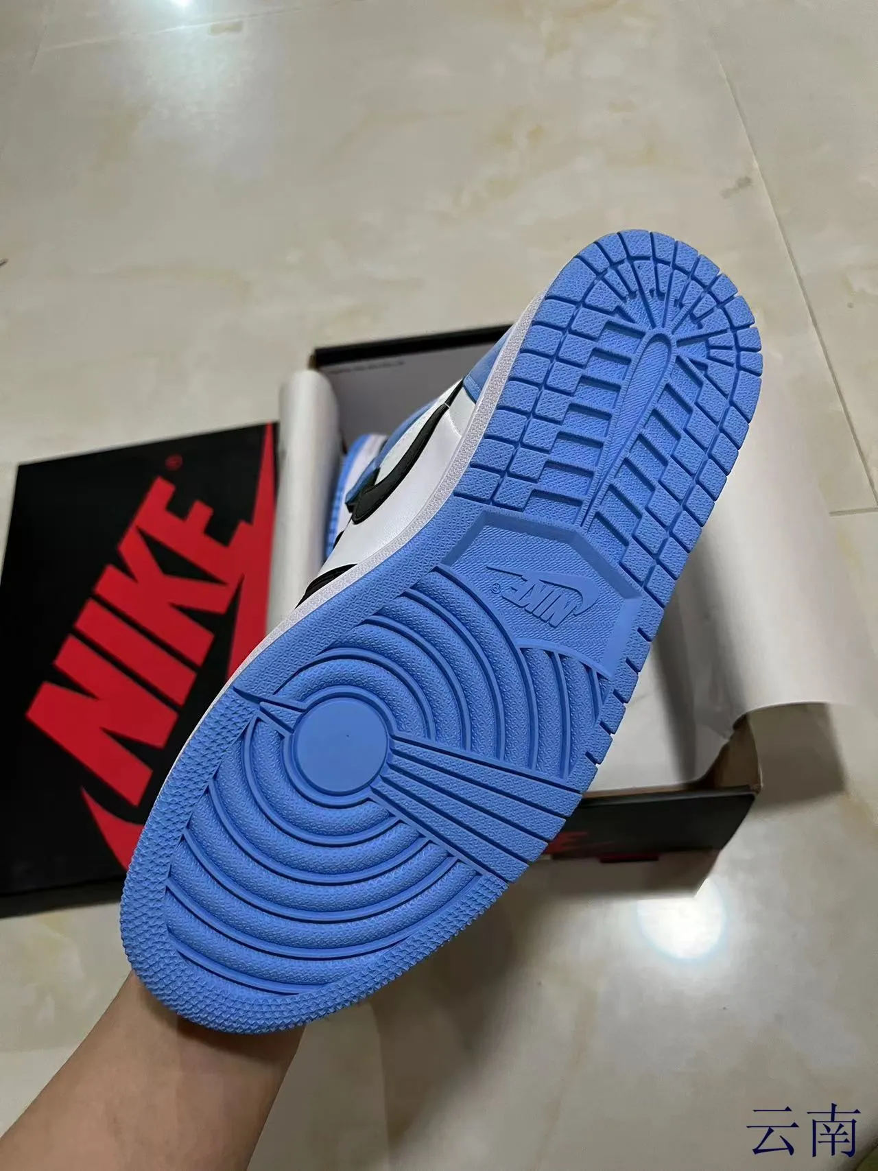 Air Jordan 1 High Top White Black University Blue Basketball Shoes 5