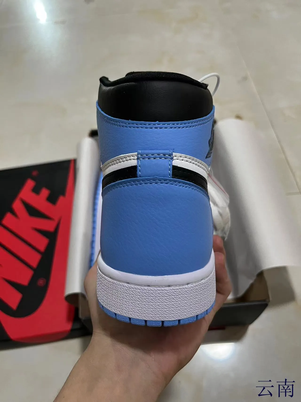 Air Jordan 1 High Top White Black University Blue Basketball Shoes 6