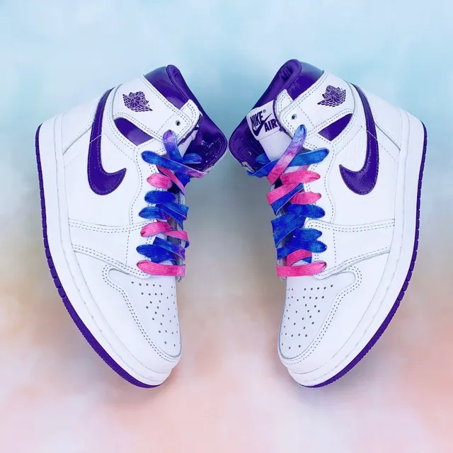 Air Jordan 1 High White Purple Patent Leather Basketball Shoes 4