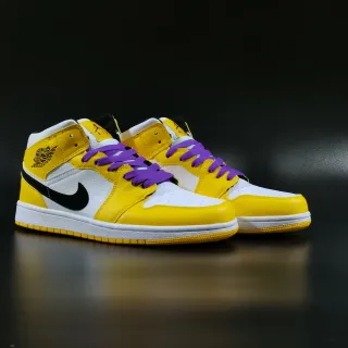 Air Jordan 1 High Yellow White Black Purple Basketball Shoes